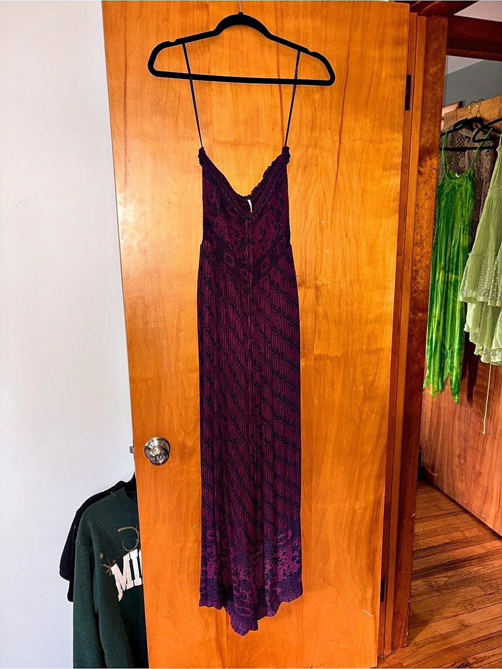 Free People Melrose Jumpsuit Purple Printed Wide Leg Size Small